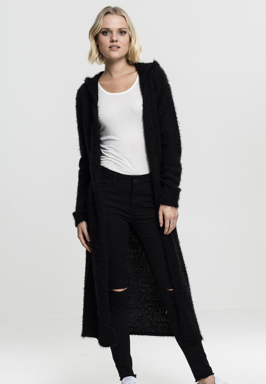 Ladies Hooded Feather Cardigan