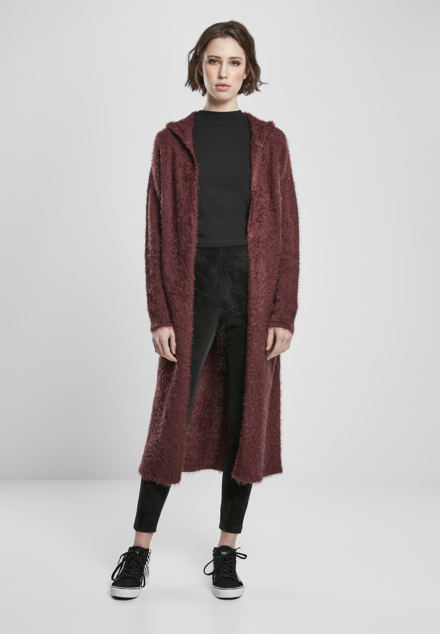 Ladies Hooded Feather Cardigan