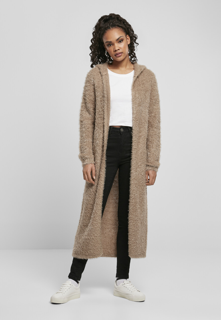 Ladies Hooded Feather Cardigan