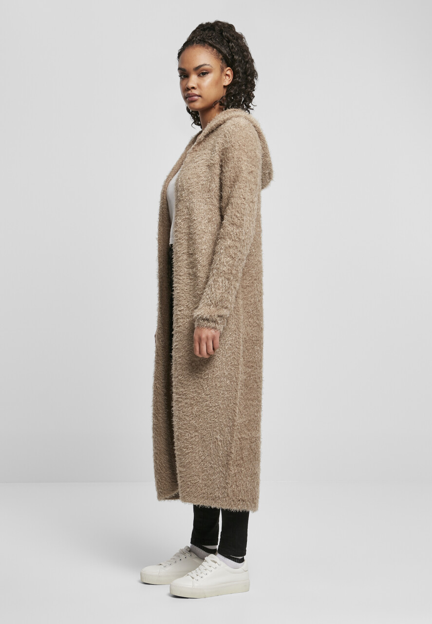 Ladies Hooded Feather Cardigan