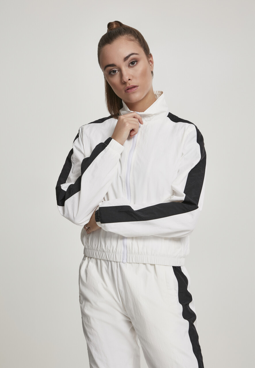 Ladies Short Striped Crinkle Track Jacket