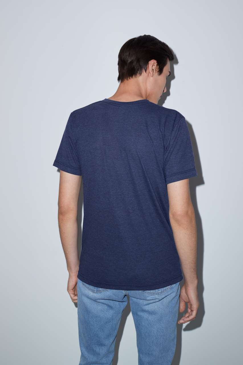 UNISEX TRI-BLEND RÖVID UJJÚ V-NYAKÚ PÓLÓ