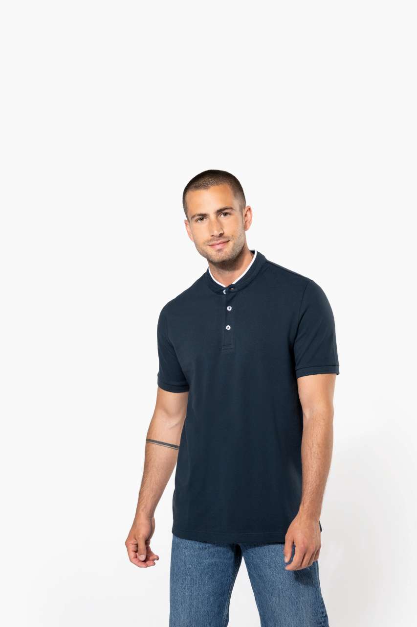 MEN'S SHORT SLEEVE POLO SHIRT WITH MANDARIN COLLAR