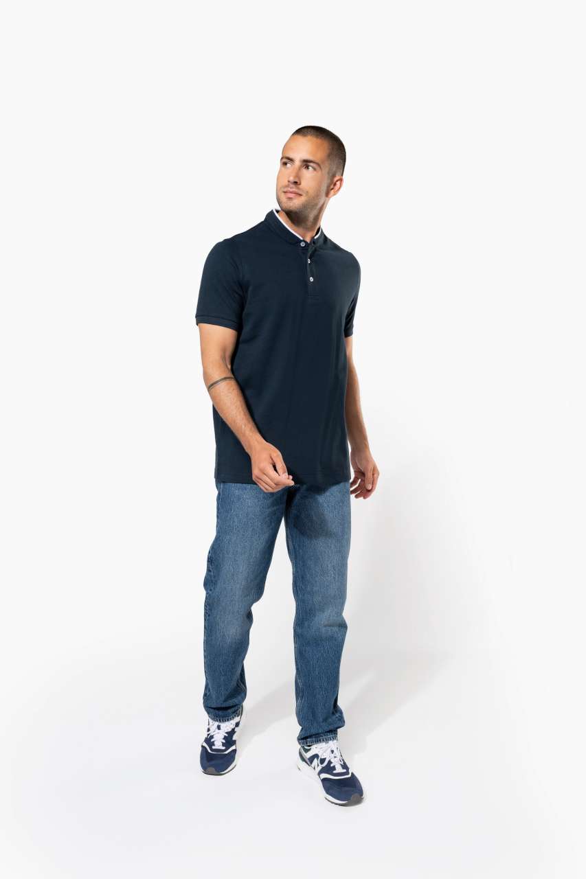 MEN'S SHORT SLEEVE POLO SHIRT WITH MANDARIN COLLAR