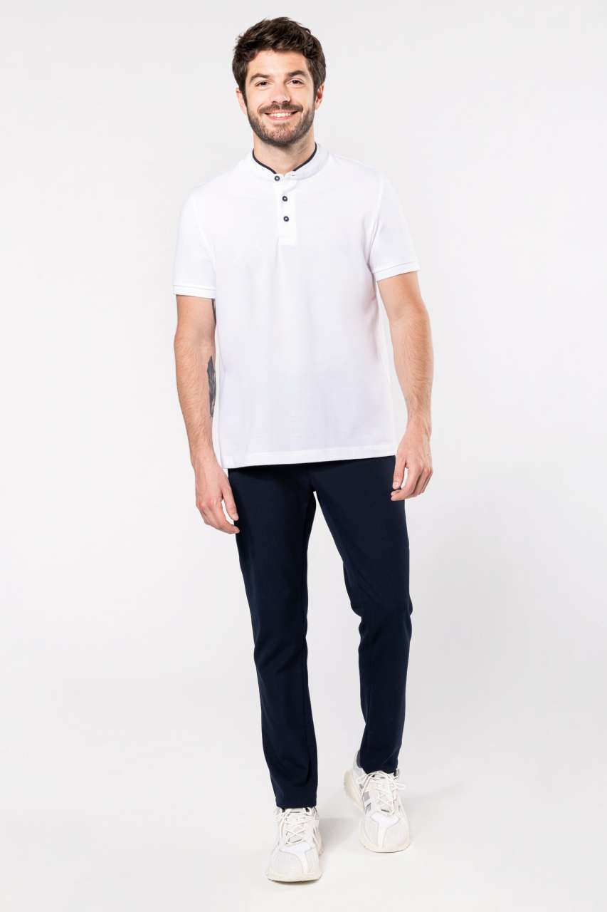 MEN'S SHORT SLEEVE POLO SHIRT WITH MANDARIN COLLAR