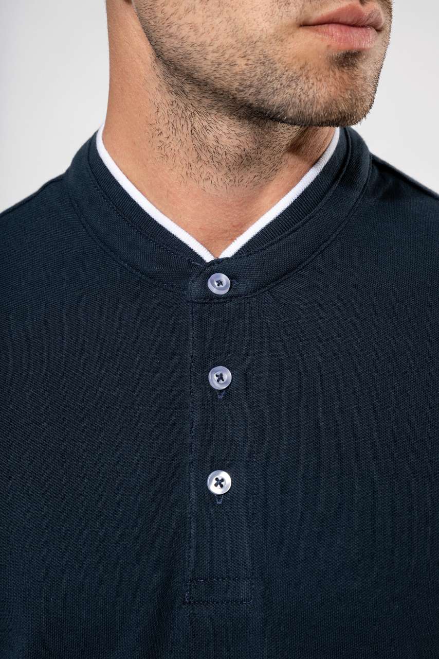 MEN'S SHORT SLEEVE POLO SHIRT WITH MANDARIN COLLAR