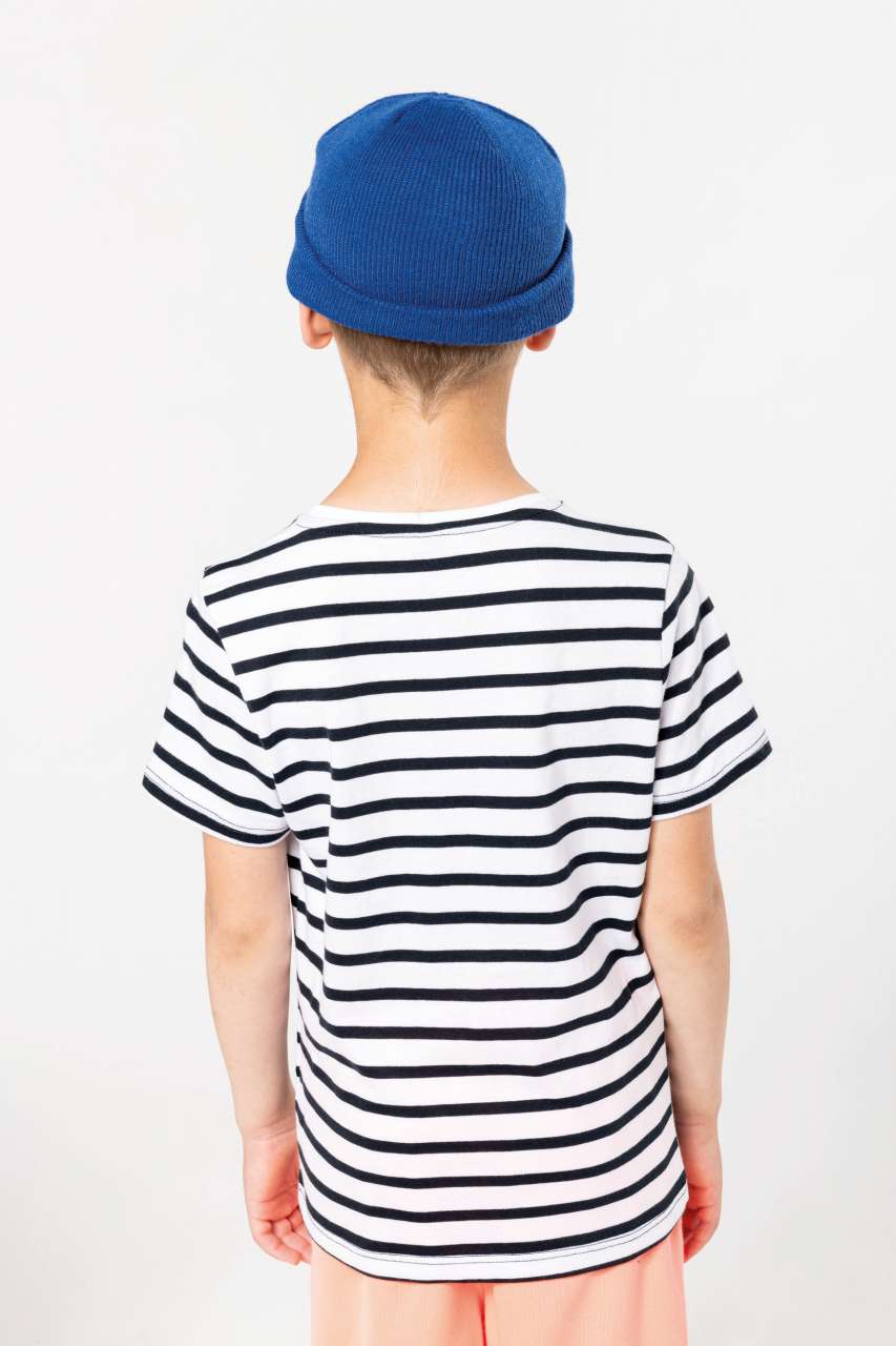 KIDS' STRIPED SHORT SLEEVE SAILOR T-SHIRT WITH POCKET