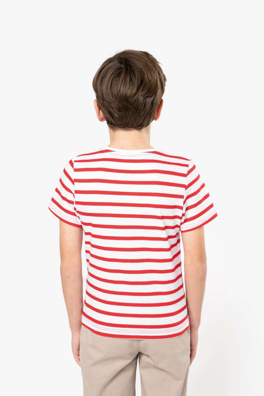 KIDS' STRIPED SHORT SLEEVE SAILOR T-SHIRT WITH POCKET