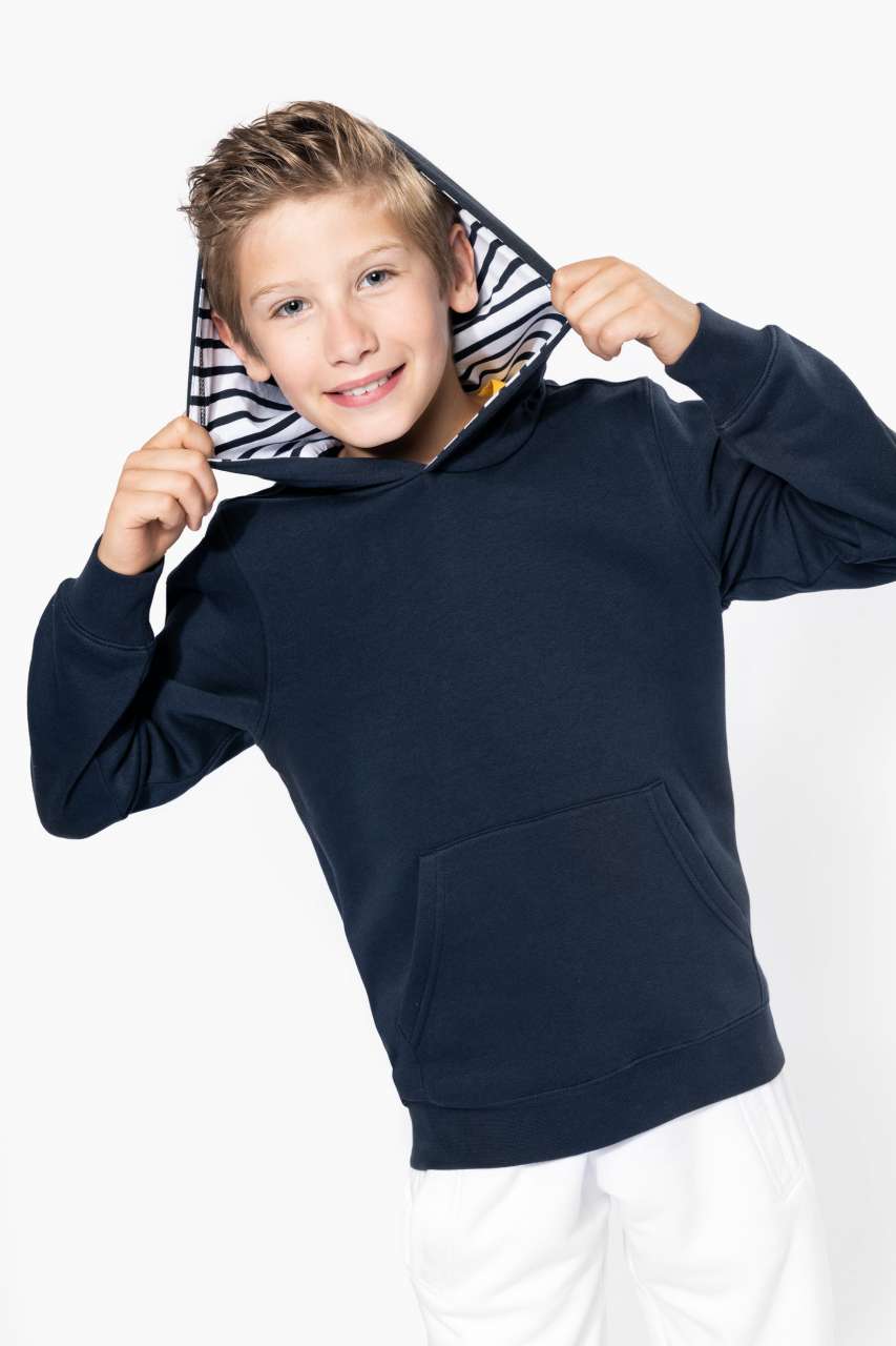 UNISEX KIDS CONTRAST PATTERNED HOODED SWEATSHIRT