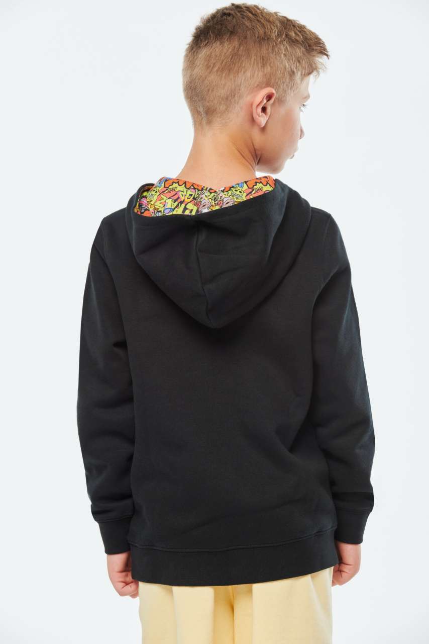 UNISEX KIDS CONTRAST PATTERNED HOODED SWEATSHIRT