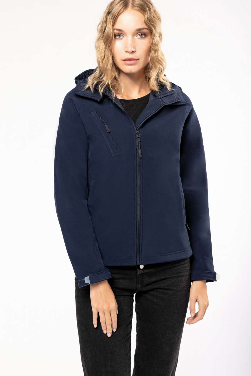 LADIES' DETACHABLE HOODED SOFTSHELL JACKET