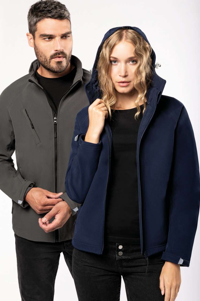 LADIES' DETACHABLE HOODED SOFTSHELL JACKET