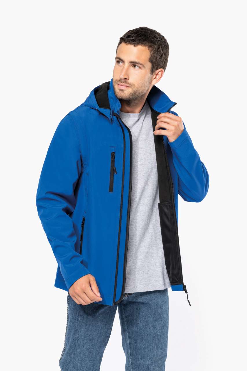 UNISEX 3-LAYER SOFTSHELL HOODED JACKET WITH REMOVABLE SLEEVES