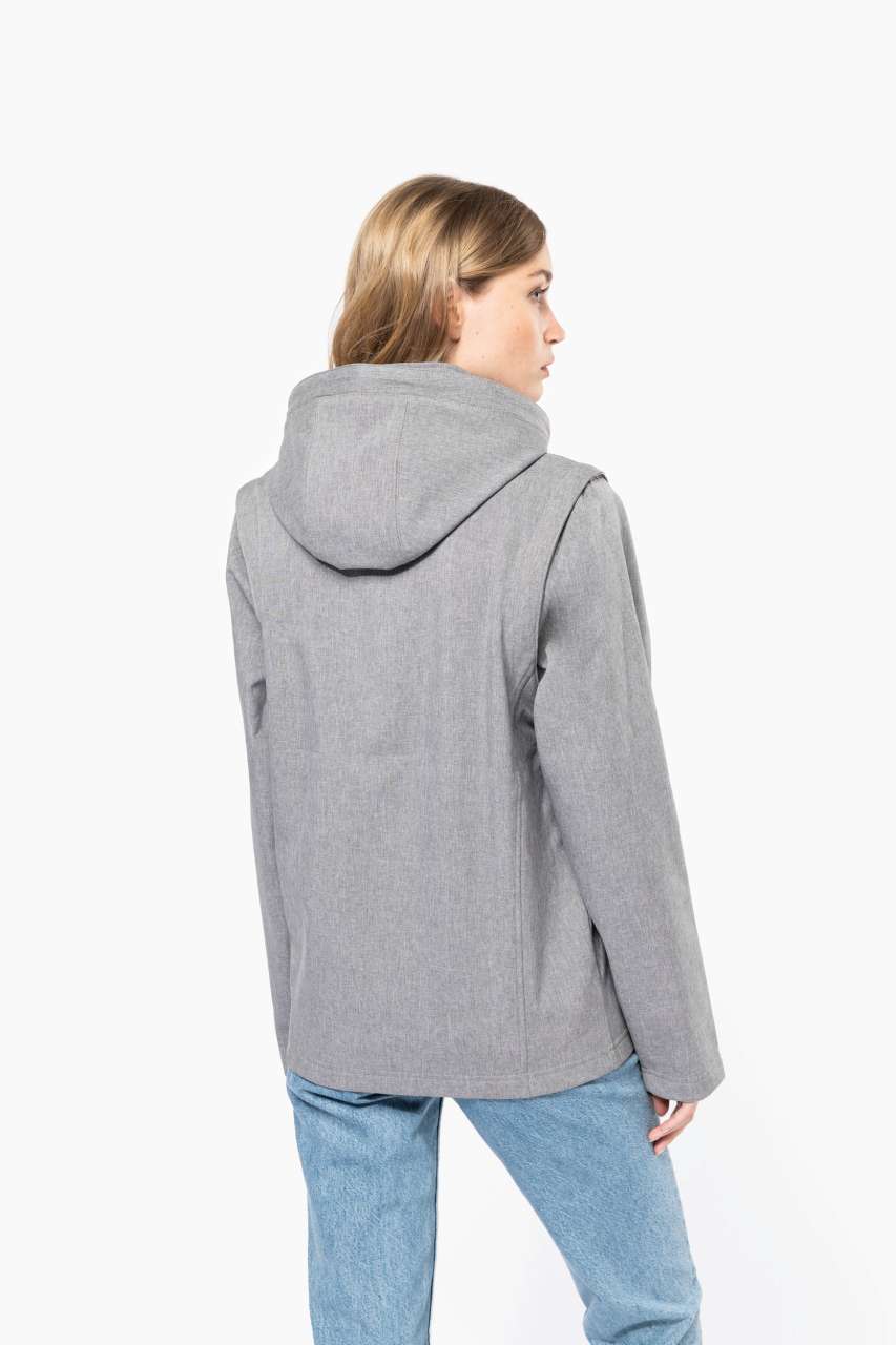 UNISEX 3-LAYER SOFTSHELL HOODED JACKET WITH REMOVABLE SLEEVES