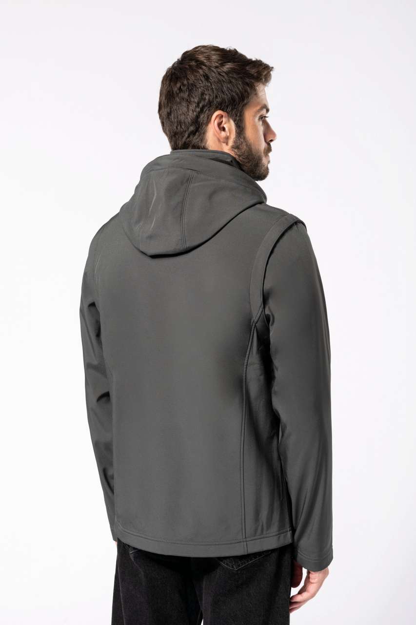 UNISEX 3-LAYER SOFTSHELL HOODED JACKET WITH REMOVABLE SLEEVES