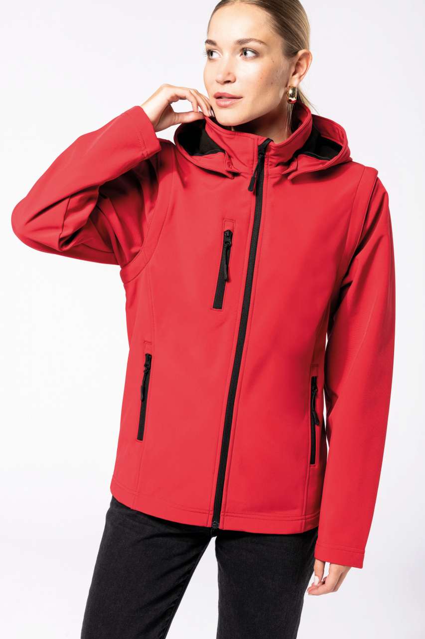 UNISEX 3-LAYER SOFTSHELL HOODED JACKET WITH REMOVABLE SLEEVES