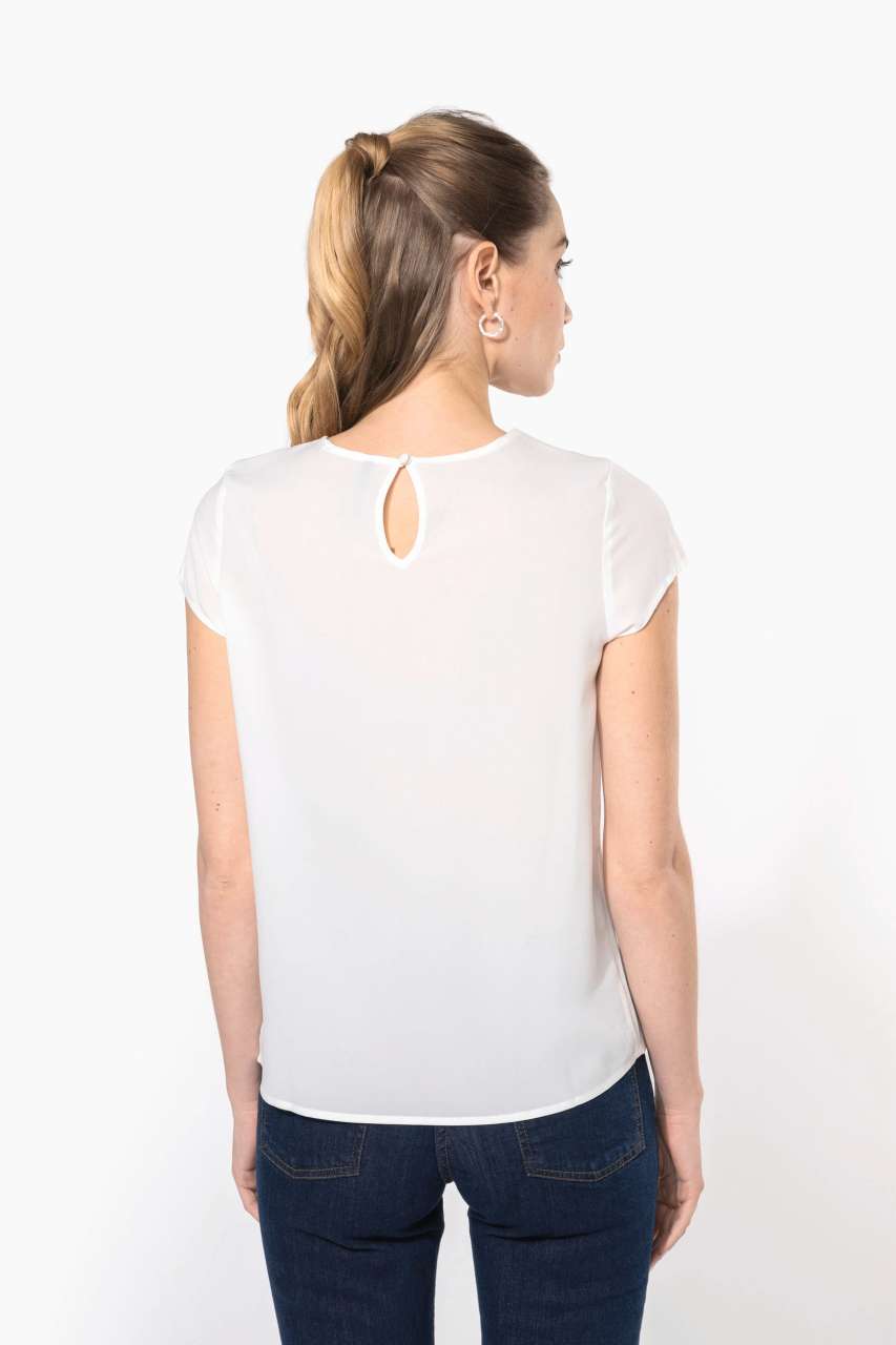 LADIES' SHORT-SLEEVED CREPE BLOUSE