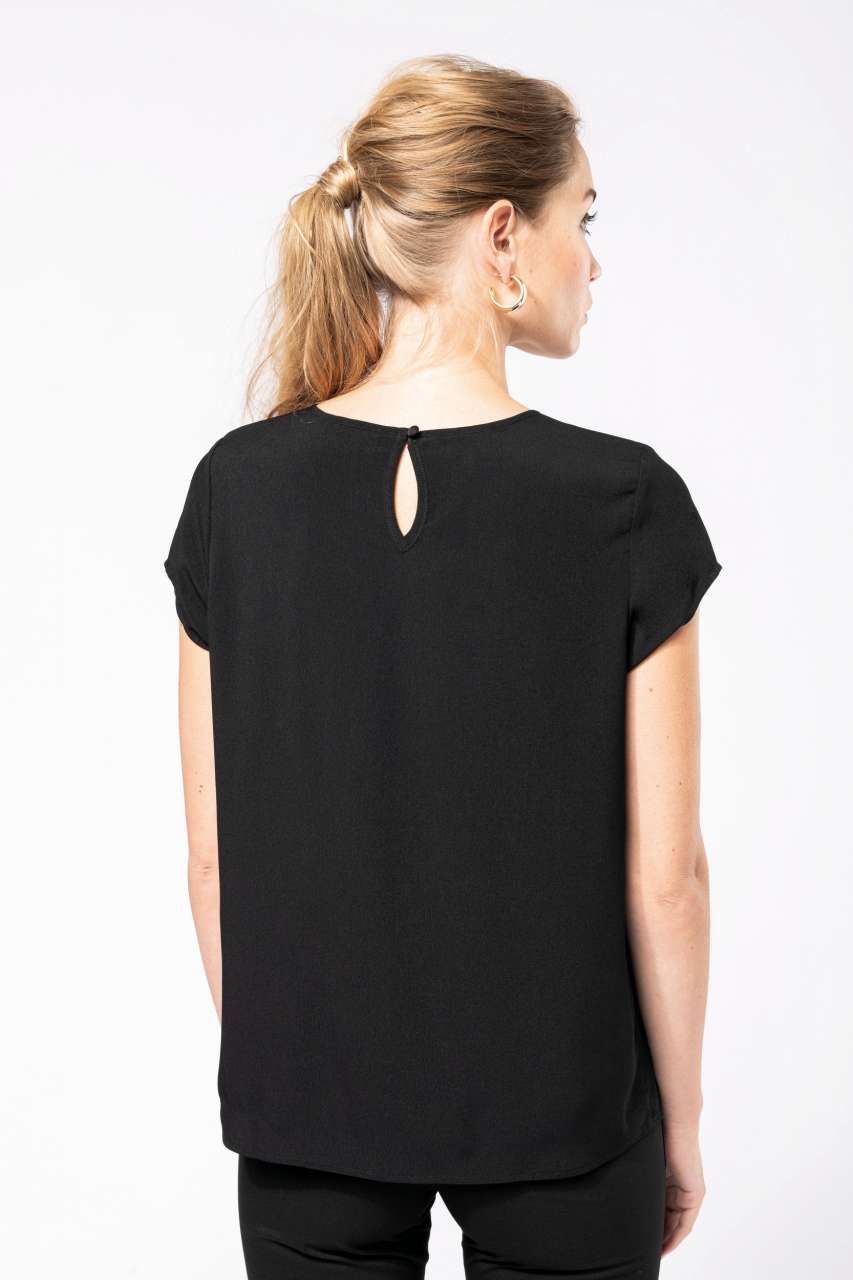 LADIES' SHORT-SLEEVED CREPE BLOUSE