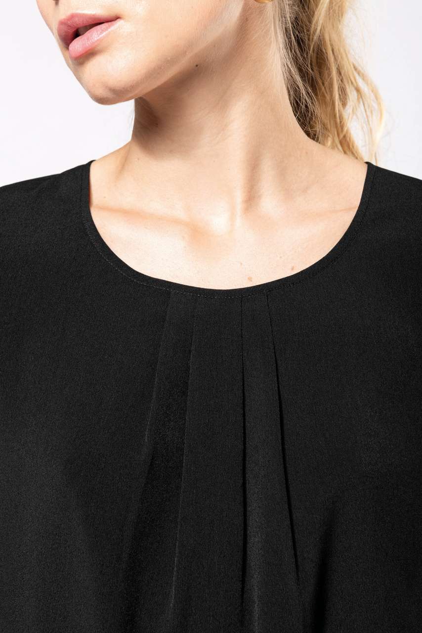 LADIES' SHORT-SLEEVED CREPE BLOUSE