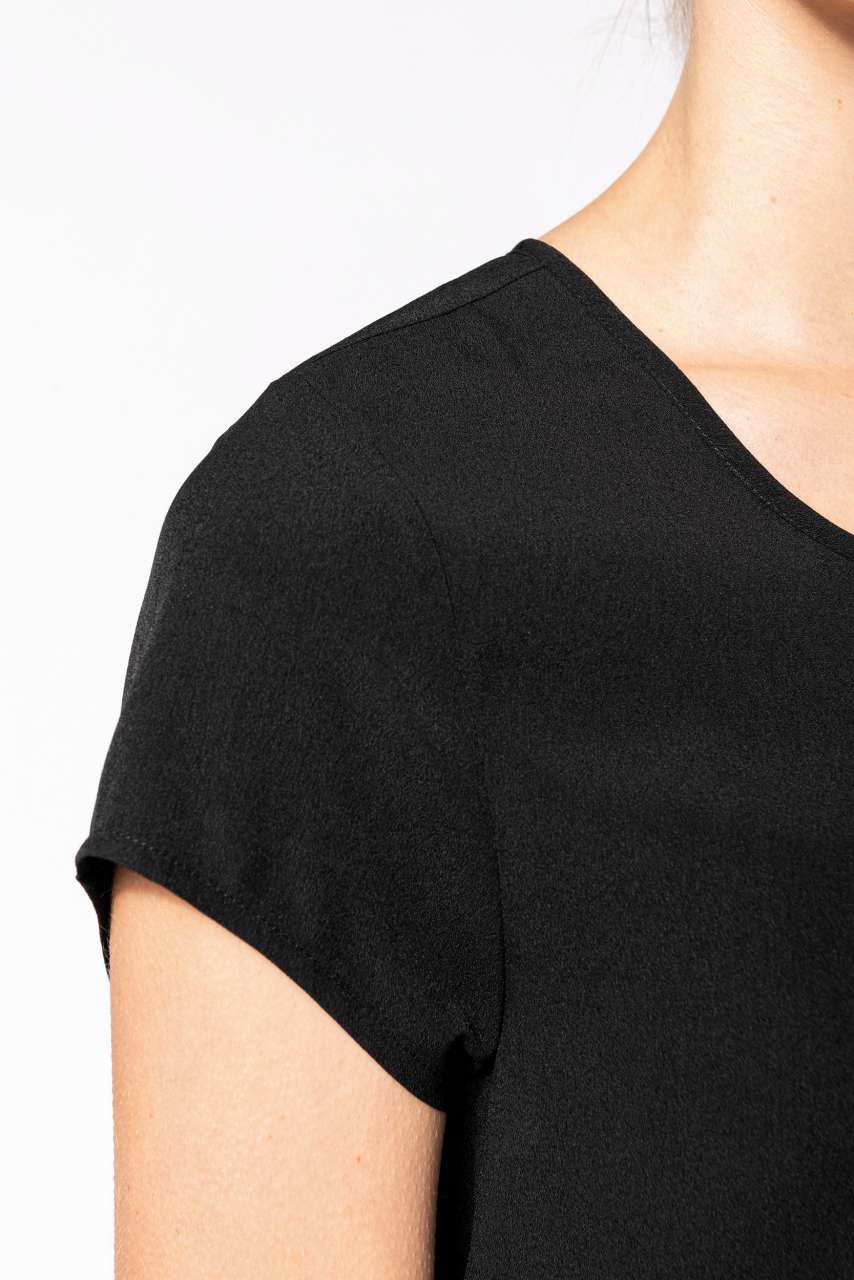 LADIES' SHORT-SLEEVED CREPE BLOUSE