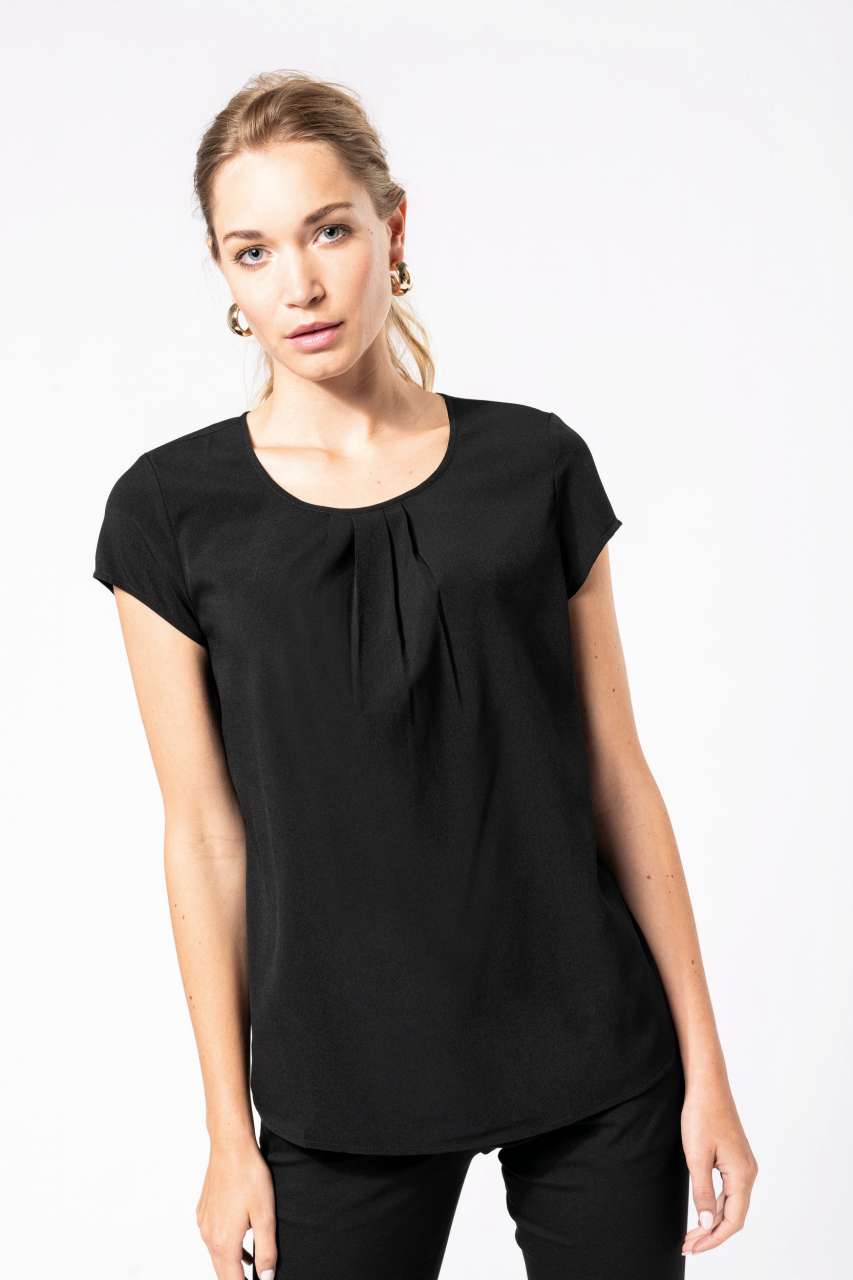 LADIES' SHORT-SLEEVED CREPE BLOUSE