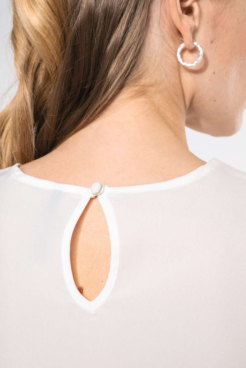 LADIES' SHORT-SLEEVED CREPE BLOUSE