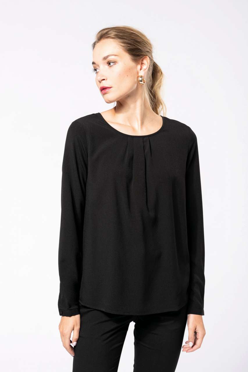 LADIES' LONG-SLEEVED CREPE BLOUSE