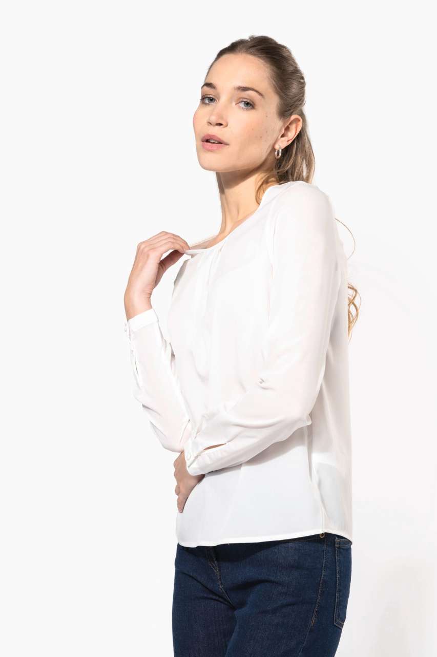 LADIES' LONG-SLEEVED CREPE BLOUSE