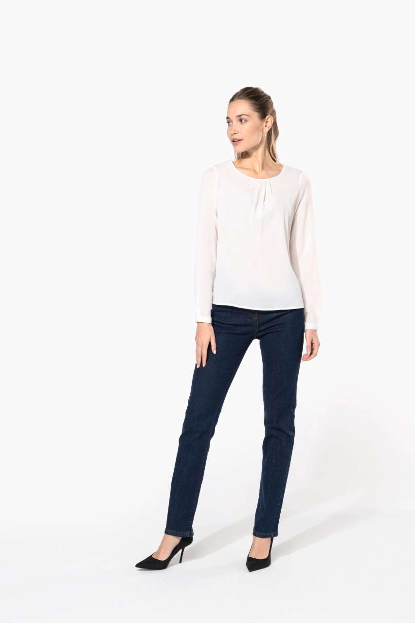 LADIES' LONG-SLEEVED CREPE BLOUSE