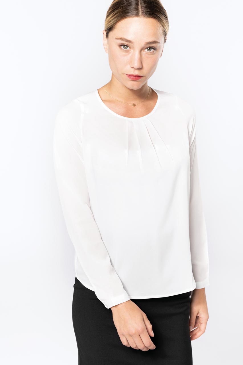 LADIES' LONG-SLEEVED CREPE BLOUSE