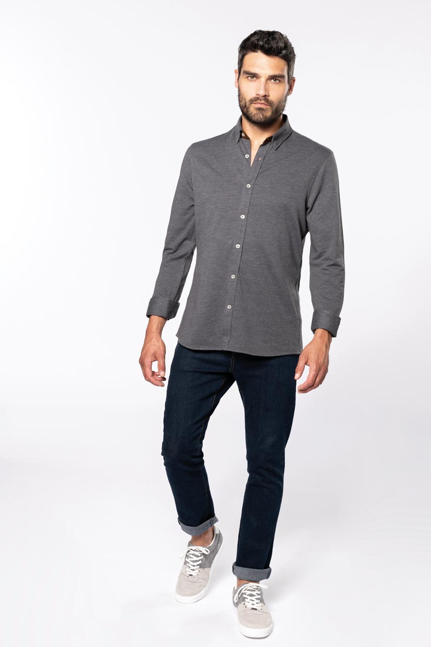 LONG-SLEEVED JACQUARD KNIT SHIRT