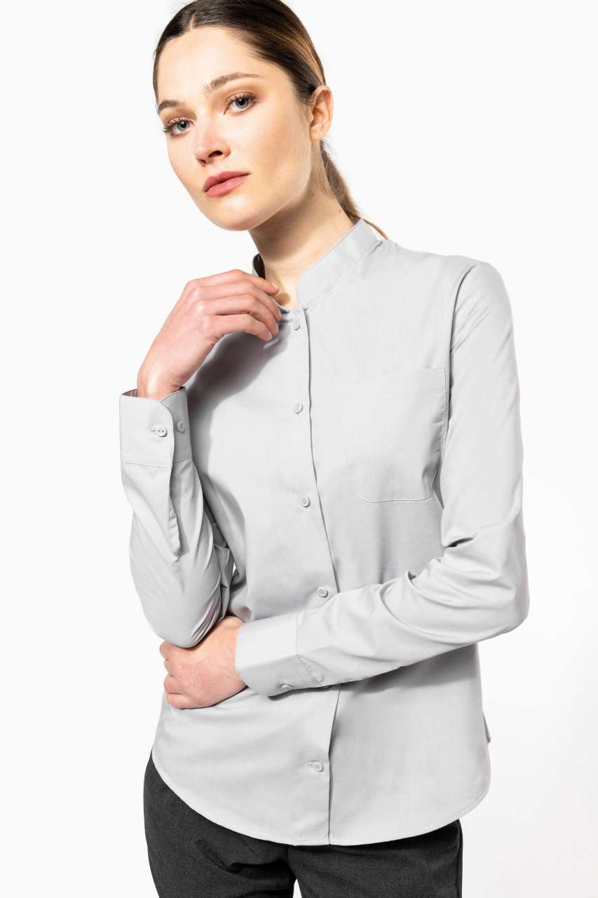 LADIES' LONG-SLEEVED MANDARIN COLLAR SHIRT