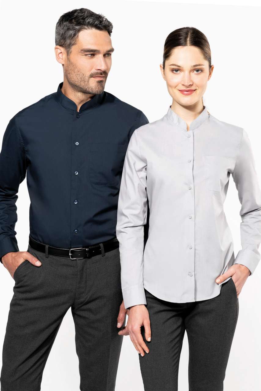 LADIES' LONG-SLEEVED MANDARIN COLLAR SHIRT