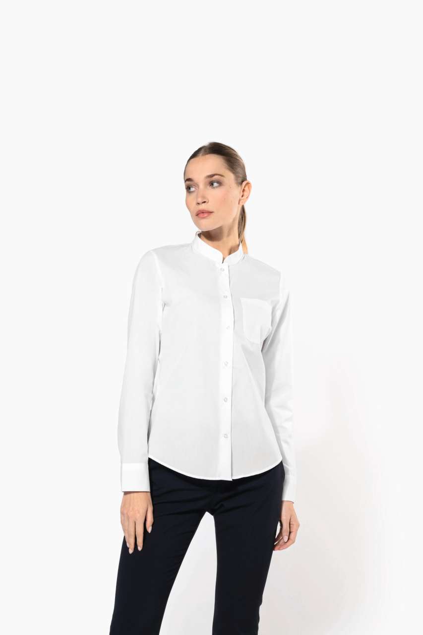 LADIES' LONG-SLEEVED MANDARIN COLLAR SHIRT