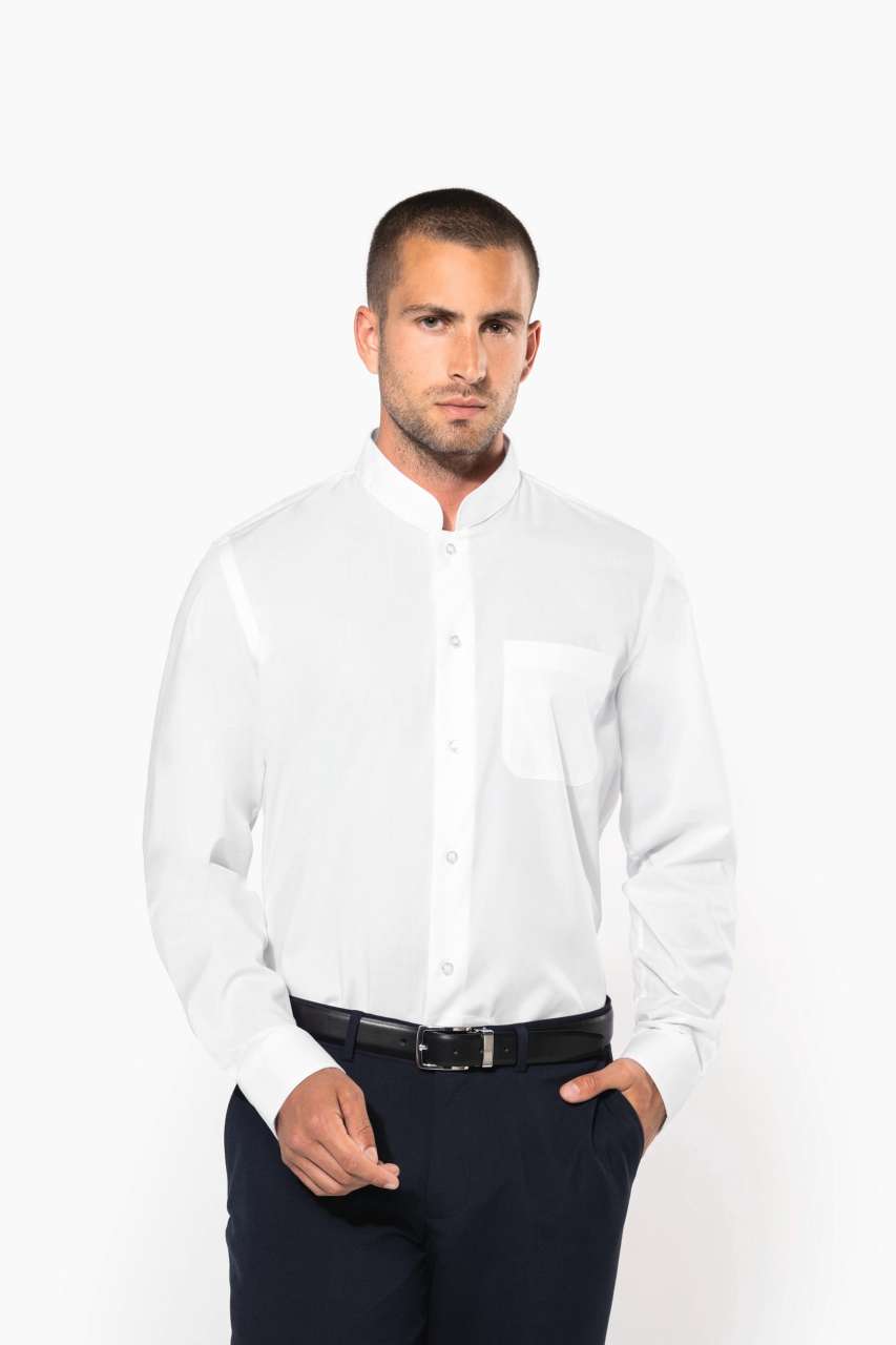 MEN'S LONG-SLEEVED MANDARIN COLLAR SHIRT