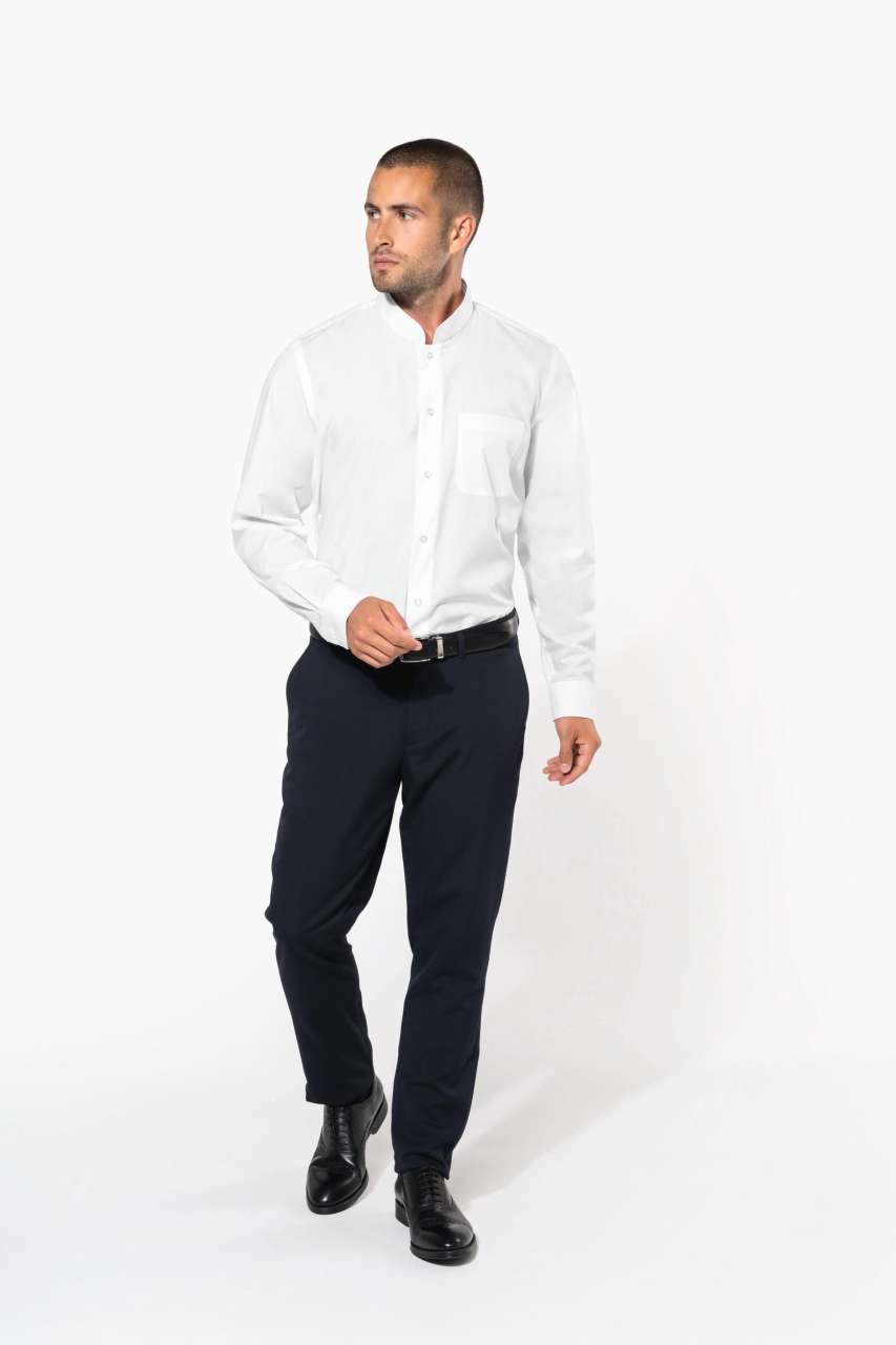 MEN'S LONG-SLEEVED MANDARIN COLLAR SHIRT