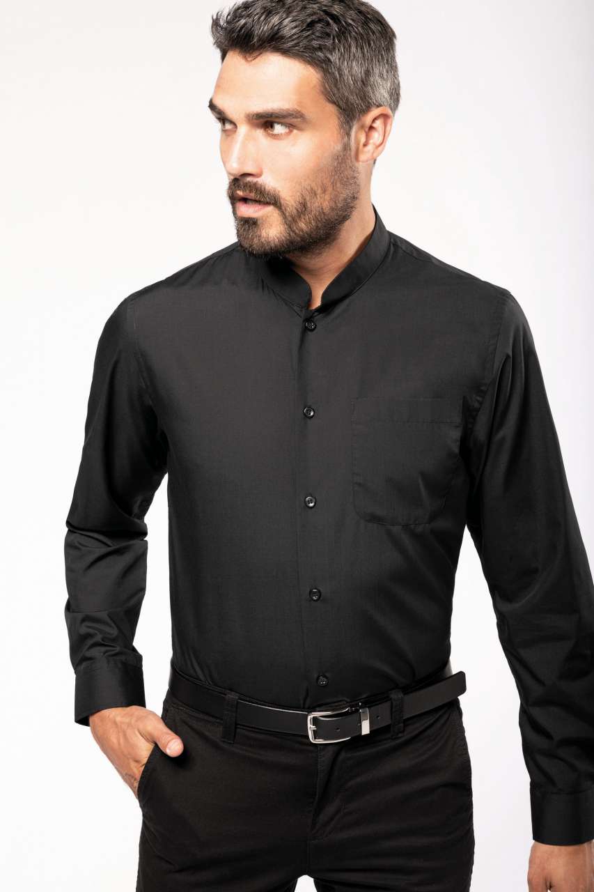 MEN'S LONG-SLEEVED MANDARIN COLLAR SHIRT