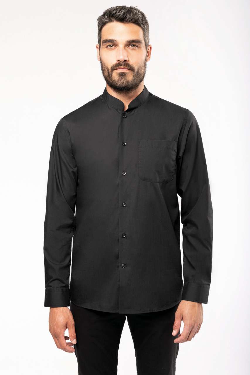 MEN'S LONG-SLEEVED MANDARIN COLLAR SHIRT