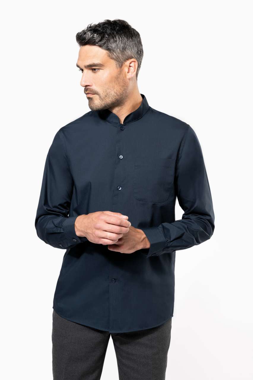 MEN'S LONG-SLEEVED MANDARIN COLLAR SHIRT