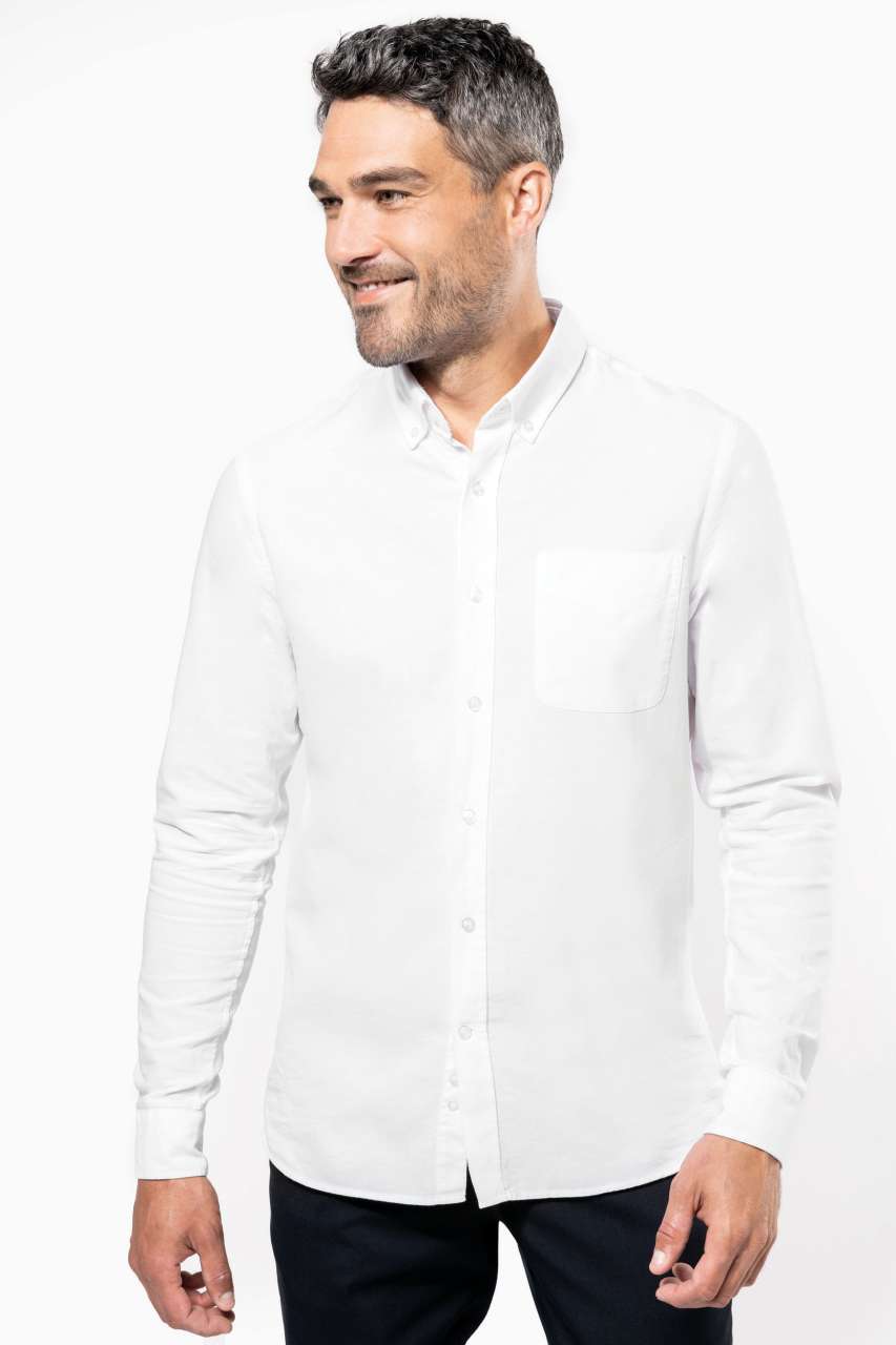 LONG-SLEEVED WASHED OXFORD COTTON SHIRT