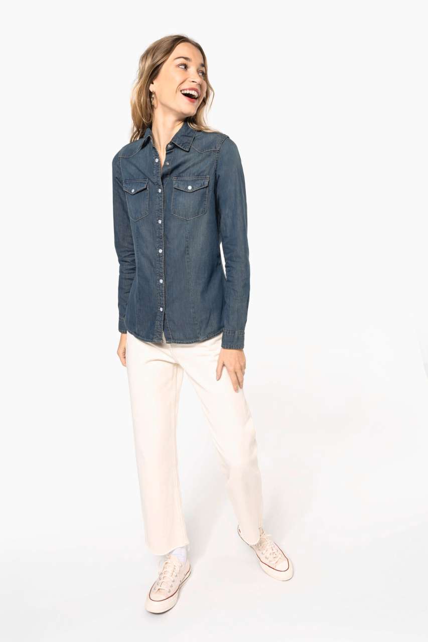 LADIES' LONG-SLEEVED DENIM SHIRT