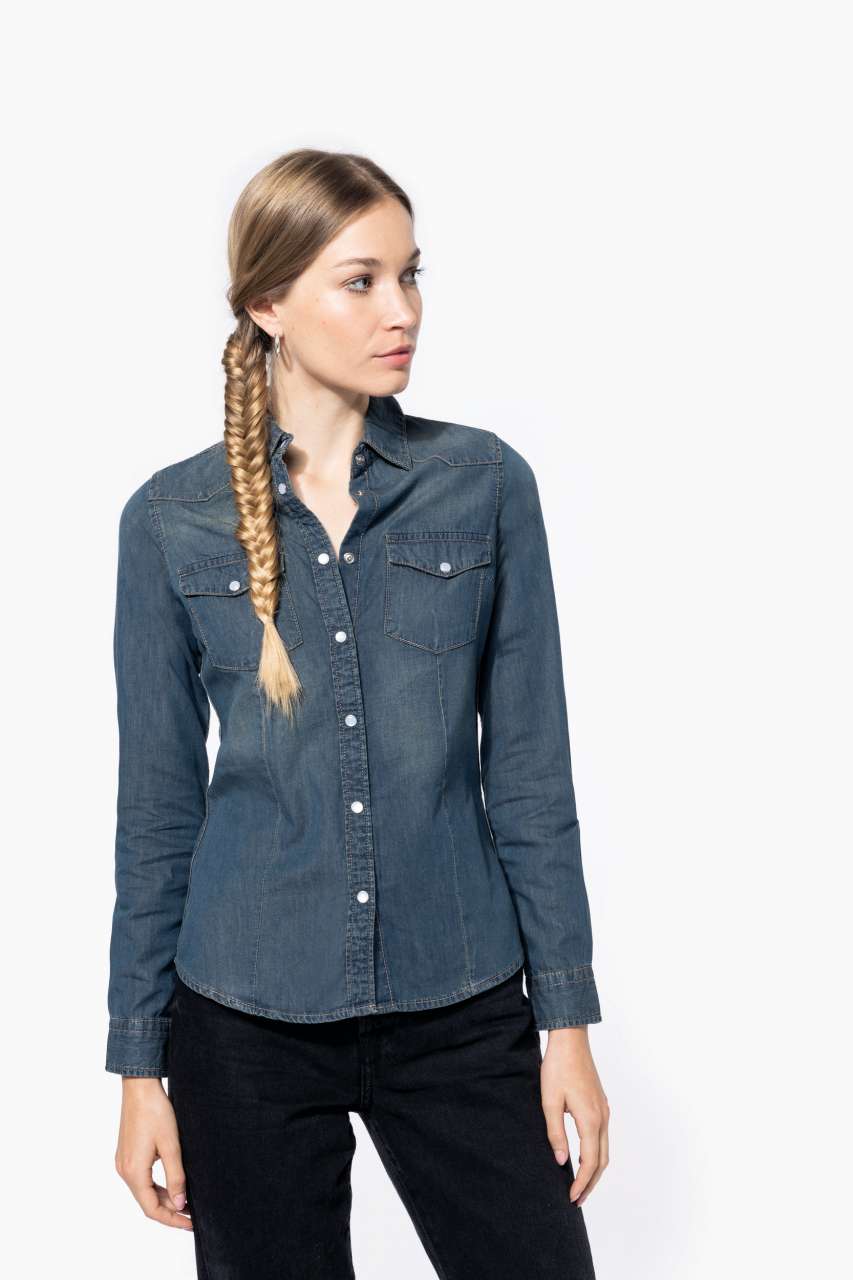 LADIES' LONG-SLEEVED DENIM SHIRT