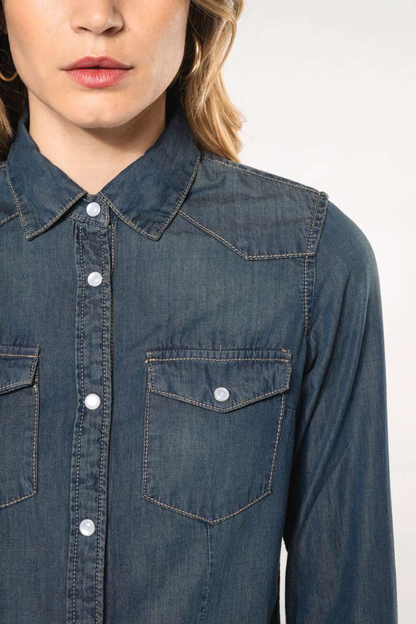 LADIES' LONG-SLEEVED DENIM SHIRT