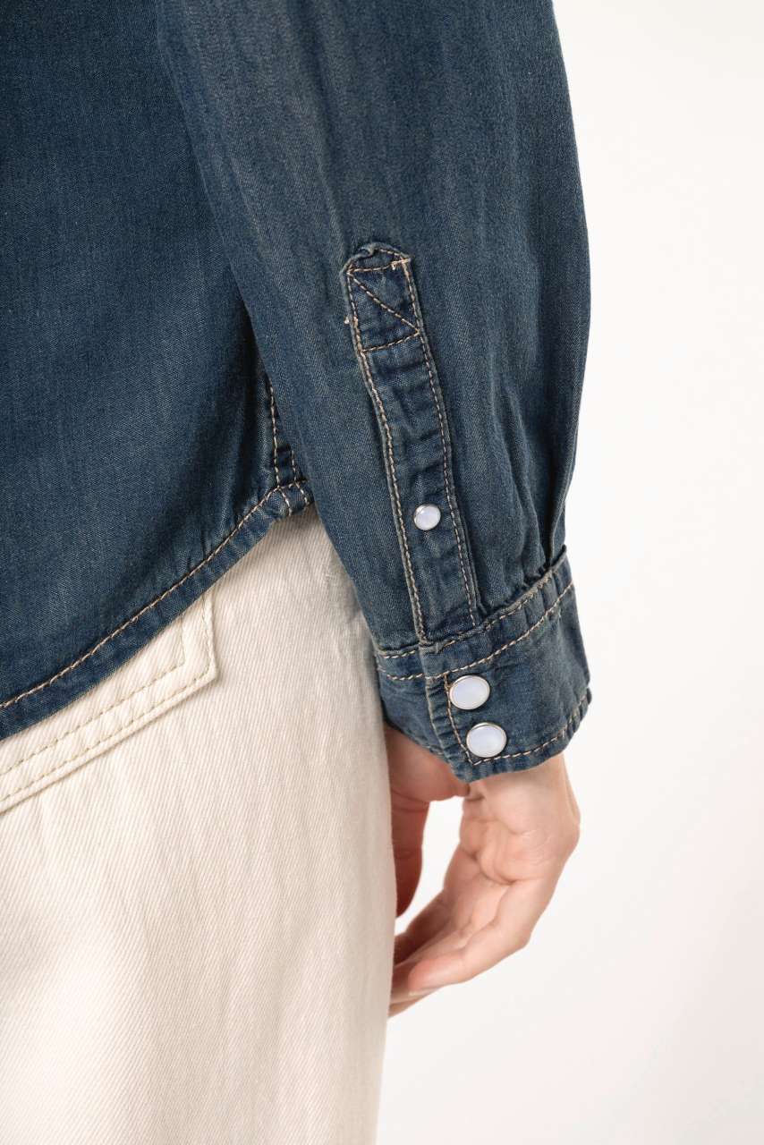 LADIES' LONG-SLEEVED DENIM SHIRT