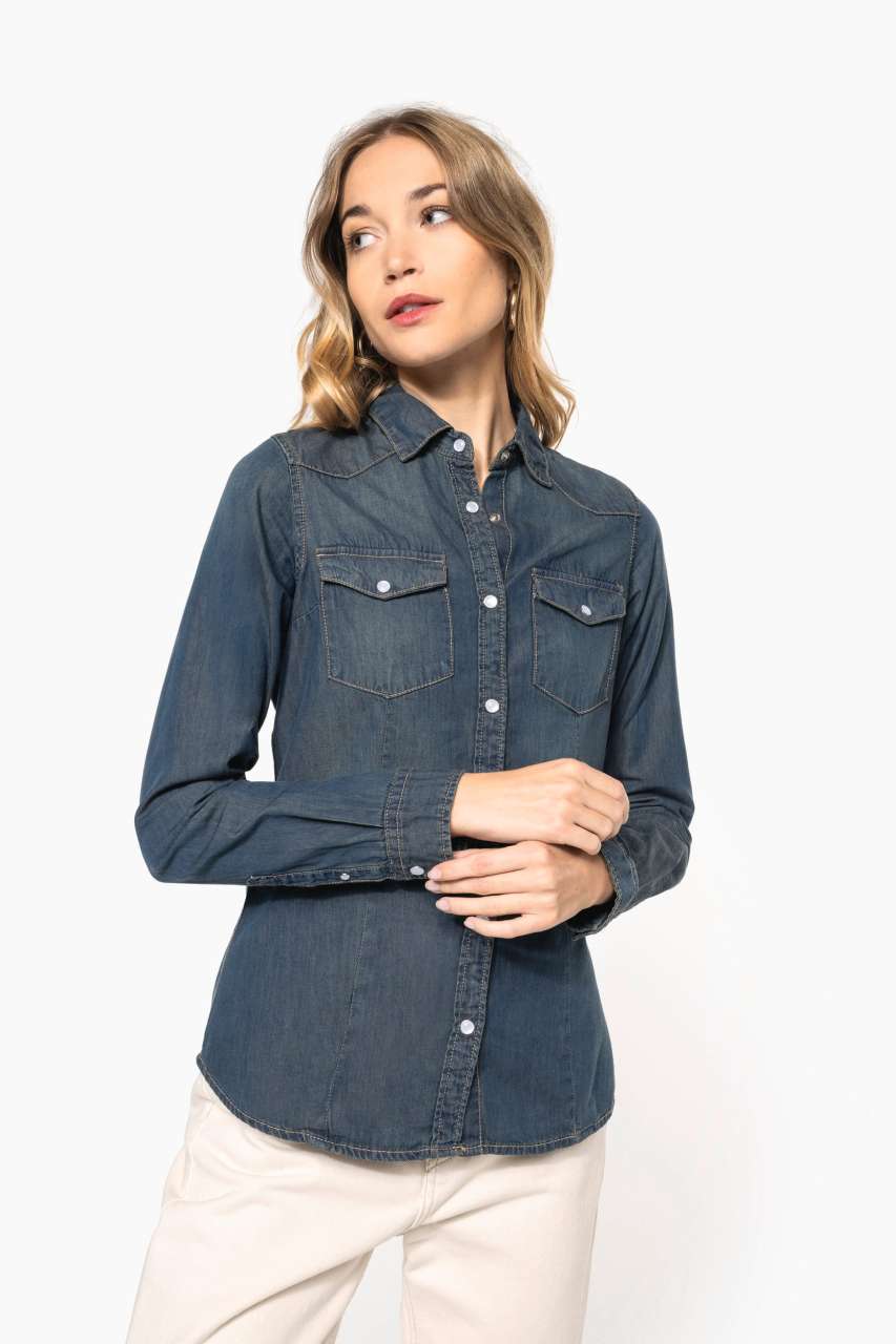 LADIES' LONG-SLEEVED DENIM SHIRT