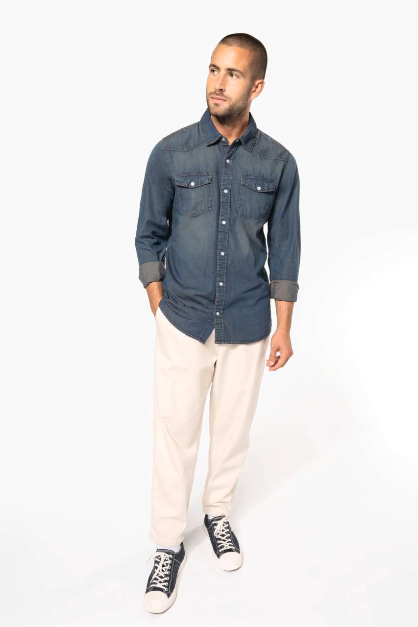 MEN'S LONG-SLEEVED DENIM SHIRT