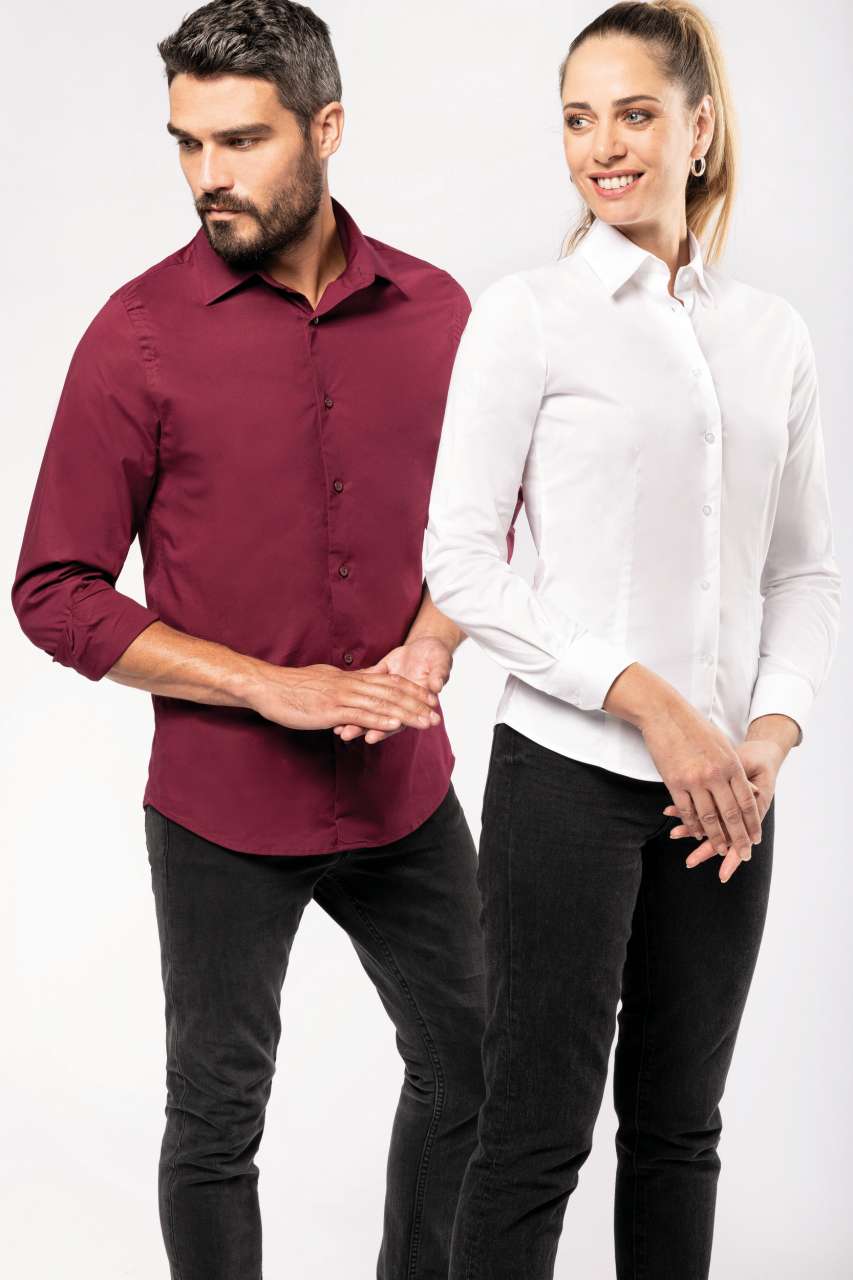 LONG-SLEEVED COTTON/ELASTANE SHIRT