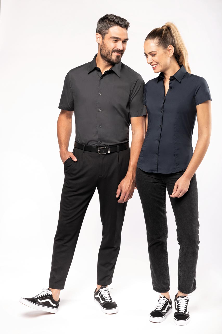 SHORT-SLEEVED COTTON/ELASTANE SHIRT