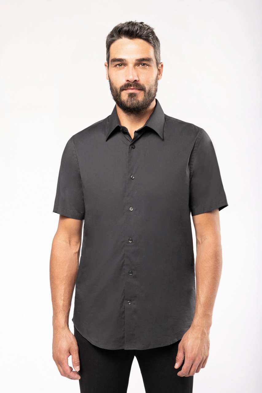 SHORT-SLEEVED COTTON/ELASTANE SHIRT