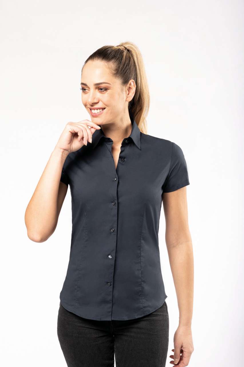 LADIES' SHORT-SLEEVED COTTON/ELASTANE SHIRT